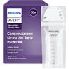 Philips Avent Sacchetti per latte materno - Presterilizzati, per conservare e congelare il latte materno, senza BPA, ermetici, facili da usare, 180 ml, confezione da 50 pezzi, SCF603/50