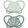 nip - Butterfly | 5 - 18 mesi | Confezione da 2 pezzi | Ciuccio adatto all'allattamento e adatto ai denti con scatola ciuccio. Ciuccio sostenibile con morbido tettarella in silicone, verde/turchese