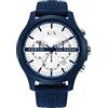 Armani Exchange AX Orologio da uomo in acciaio inossidabile al quarzo, Blu e bianco.