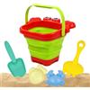 Generico Giocattoli Di Sabbia Per Bambini,Kit Di Attrezzi Da Costruzione Con Secchiello Pieghevole | Set Da Spiaggia 5 Pezzi A Tema Animali - Per esterni viaggio campeggio picnic giochi feste compleanno asilo