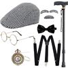 Gionforsy Old Man Costume Accessori Set 100 Giorni di Scuola Nonno Accessori 1920 Uomini Gatsby Costume, nero, taglia unica