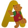 CARTOON Lettere in legno colorate con orsetto lettera A adesiva 8 cm decorazione