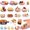 MLPKOI 64Pcs Miniature, Oggetti Mini Cibo in Miniatura per Bambole, Accessori Casa delle Bambole, Accessori per Casa delle Bambole con Pane Uova Caffè Toast, Ideale per Decorare Cucine in Miniatura