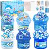 AMCHLEL 6 Pezzi Fluffy Butter Slime Set, Blu Crystal Slime per Bambini, Butter Slimes Set, Putty Giocattoli, DIY Slime Morbido ed Elasticizzato per Bambine e Bambini Feste Regalo (Blu)