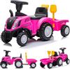 sun baby Macchinina Cavalcabile per Bambini licenza New Holland, Macchina a spinta da 12 mesi, licenza, pala e rastrello, clacson, suono del motore (Rosa)