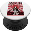 Basset Hound Puppy Lover PS Divertente retrò giapponese Dogzilla Basset Hound Dog Lover PopSockets PopGrip Adesivo