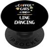Coffee Cat and Line Dancing Dancer Caffè Gatti & Linea Dancing Country Western Dance PopSockets PopGrip Adesivo