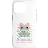 Cute Kawaii Anxious Frog Pastel Aestheti Custodia per iPhone 16 Pro Amante della rana pastello Kawaii ansioso ma adorabile
