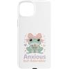 Cute Kawaii Anxious Frog Pastel Aestheti Custodia per iPhone 15 Plus Amante della rana pastello Kawaii ansioso ma adorabile