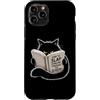 Funny Sarcastic Cat Meme Vintage Design Custodia per iPhone 11 Pro Divertente gatto nero lettura libro animale meme vintage scarabocchio arte