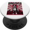 Boston Terrier Puppy Lover PS Divertente retrò giapponese Dogzilla Boston Terrier amante dei cani PopSockets PopGrip Adesivo