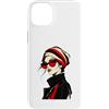 Wholesome Sketch Co Custodia per iPhone 14 Plus Red Lens Fashion Muse - Fascia per capelli a righe con inchiostro chic
