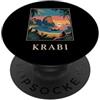 Krabi Travel Art Studio Krabi Thailandia Costa Tropicale Tramonto Retro Travel Design PopSockets PopGrip Adesivo