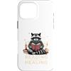 Bookworm Raccoon Reading Healing Custodia per iPhone 16 Pro Max Leggere invece di guarire carino procione amante dei libri