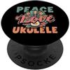 Funny Ukulele Musician Hawaiian Music Ap Peace Love Ukulele Hippie, lettore musicale hawaiano retrò PopSockets PopGrip Adesivo