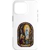 Holy Art Custodia per iPhone 16 Pro Nostra Signora Di Lourdes Mariano Cattolico Gotico Mosaico Icona Arte