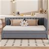 Shye Letto imbottito, divano letto allungabile, multifunzione con rete a doghe, letto per bambini, letto per gli ospiti, in tessuto di velluto grigio, 90 x 200 cm