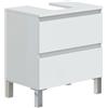 Arreditaly Mobile Bagno Sotto Lavabo Da Appoggio 2 Cassetti Salvaspazio Con Guide Metalliche E Gambe In Alluminio Design Moderno Minimal Ripostiglio Lavanderia 63.5 x 60 x 40 Cm Bianco Lucido