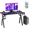 AufuN Scrivania da gaming con LED per computer, 120/140/160 x 60 cm, stabile scrivania per PC con rivestimento in fibra di carbonio (140 x 60 cm)