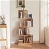 [en.casa] Libreria Bassa con 4 Scomparti a Cubo ZigZag Scaffale da Terra Mobile Espositore in Bambù color Naturale 130 x 55 x 30 cm