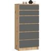 Akord Cassettiera K60 con 6 Cassetti | Credenza Alta | Moderna Mobiletto per Soggiorno Sala da Pranzo Camera da Letto Corridoio | Armadio Cameretta | 60x130x40 cm, 43kg | Rovere Artisan/Grigio grafite