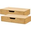 [en.casa] Set di 2 Mensole con Cassetto Consolle da Parete Mensole da Muro Comodini Sospesi con Cassetto Integrato 40 x 24 x 8 cm bambù Naturale