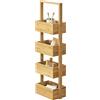 [en.casa] Scaffale a 4 Ripiani/Contenitori (LxPxA) 28 x 16 x 88 cm Mobile in bambù Organizzatore Portaoggetti per Cucina/Bagno