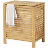[en.casa] Cesto in bambù per Bucato con Sacco Portabiancheria in Tessuto Rimovibile con Capienza 65 Litri - Beige