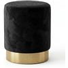 INTRECCI Pouf Cilindro in Velluto con Base Oro Elegante | Sgabello Poggiapiedi Imbottito per Salotto e Camera da Letto | Poltroncina Rotonda, Design Moderno | Ø 32 x H 40 cm - Colore: Nero