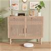 ZSSWSS Credenza Cucina, Mobile Portaoggetti con 2 Cassetti e 2 Armadi, Madia Moderna, Buffet Credenza per Soggiorno, Ingresso, camera da letto, Mobile da Cucina 100x35x80 cm, Naturale
