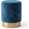 INTRECCI Pouf Cilindro in Velluto con Base Oro Elegante | Sgabello Poggiapiedi Imbottito per Salotto e Camera da Letto | Poltroncina Rotonda, Design Moderno | Ø 32 x H 40 cm - Colore: Blu
