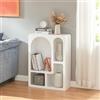 [en.casa] Scaffale Basso Rettangolare con 4 Scomparti da Frontali Geometrici Libreria Bassa Moderna Mobile Espositivo 80 x 60 x 24 cm Bianco