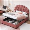 Soweiz Letto Poltrona 140x200 cm, con testiera fiorita e rete ortopedica, con testiera regolabile in altezza e contenitore idraulico, tessuto in velluto amichevole per la pelle (contenitore idraulico