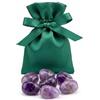 Milaboo 7 pepite in pietra naturale, 2-3 cm, in quarzo rosa, ametista o avventurina, in sacchetto di velluto verde, pietre portafortuna, set regalo