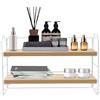 SAUADY Libreria da scrivania a 2 livelli, regolabile in altezza, per ufficio, casa, ufficio, libri, cosmetici, in legno, metallo, 37 x 16,5 x 24 cm, colore nero e marrone