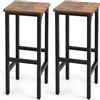 LIFEZEAL Set di 2 Sgabelli da Bar, Sgabello da Cucina, Sgabello Alto, con Poggiapiedi, Acciao+Legno, Peso Max 150kg, 30x30x71,5 cm, per Ristorante, Sala da Pranzo, Montaggio Facile, Stile Industriale