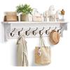 Bekrvio Appendiabiti da parete con ripiano, in legno rustico, con 8 ganci appendiabiti, in stile rustico (90 cm)