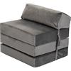 Loft 25 Jumbo Cord Singolo Letto a Z Pieghevole Materasso | Sleepover Ospiti Soggiorno e Camera da letto | Comodo Divano Sedia | Ergonomico Design Futon con Poggiatesta (Velluto, Ardesia)