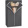 SONGMICS Armadio in tessuto, armadio pieghevole con asta di sospensione, armadio semplice, organizer per giocattoli, scarpe, borse, soggiorno, camera da letto, guardaroba, 75 x 45 x 160 cm, grigio