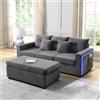 Soweiz [5 cuscini] Moderno divano a LED con sensazione di seduta nuvolosa: divano a 3 posti + pouf rimovibile sovradimensionato, mobili modulari da soggiorno a forma di L (grigio)