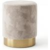 INTRECCI Pouf Cilindro in Velluto con Base Oro Elegante | Sgabello Poggiapiedi Imbottito per Salotto e Camera da Letto | Poltroncina Rotonda, Design Moderno | Ø 32 x H 40 cm - Colore: Beige