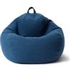 Lumaland Poltrona a Sacco Comfort Line - L - 80x90x50 cm - Bean Bag Interno ed Esterno per Giardino, Salotto, Balcone - Pouf Elegante e Morbido Outdoor & Indoor - Blu Scuro