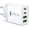 P37 Caricatore USB C 40W +15W USB 3.1, Presa USB C Multipla Caricatore USB Multiplo PD, Alimentatore USB Spina Type C Caricabatterie Rapido Adattatore USB C PD20W per Samsun Galaxy Xiaomi Realme Oppo