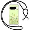 Yoedge Cover con Cordino per Google Pixel 10 6,3, Trasparente Aesthetic Disegni Fiori Custodia con Collana Tracolla Laccio Collo, Sottile TPU Silicone + PC Antiurto Protettiva Case per Pixel 10,02