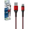 Energizer Cavo USB-A/Lightning in metallo rinforzato Mfi, 2 m, rosso/nero intrecciato