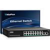 GigaPlus 18-Port 10Gb Unmanaged PoE Ethernet Switch with 16*2.5G Base-T PoE Ports, 2*10G RJ45 Ports. 120Gbps Switching Capacity, GiGaPlus 10Gbps Network Switch for 2.5G/10Gbps NAS/PC, WiFi6 Router, Wireless AP