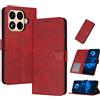 PanXCase Cover Libro per Xiaomi 17T Pro 5G - Custodia PU Pelle Wallet, Supporto, 3 Porta Carte, Magnetica Antiurto Case (Rosso)