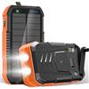 Honestself 70000 mAh Solar Powerbank: PD 30 W Power Bank Wireless Batteria esterna per cellulare portatile con funzione di ricarica rapida, USB C 6 outputs con torcia, bussola a manovella per campeggio, attività