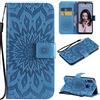 MHHQ Cover per Huawei P30 Lite Custodia di Pelle Case Flip Portafoglio Retro Libretto Magnetico Protettiva Non Graffi con Funzione Supporto Bumper Fiore Girasole per Huawei P30 Lite - Blu