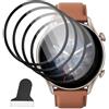 Rniidaaz 4 Pièces Pellicola Protettiva per Amazfit GTR 3 Pro [Non Vetro Temperato], Anti Graffio Film, Anti-Impronte, HD Chiaro PMMA Film Protettivo Composito, 3D Curva Protezione Schermo
